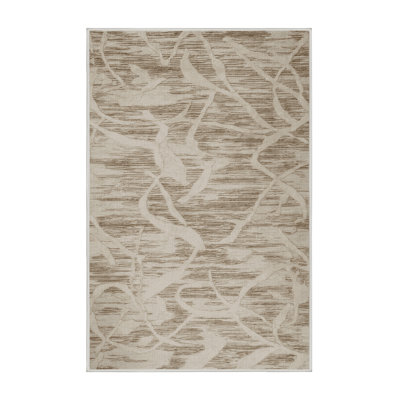 Machine Washable Abstract Beige Area Rug