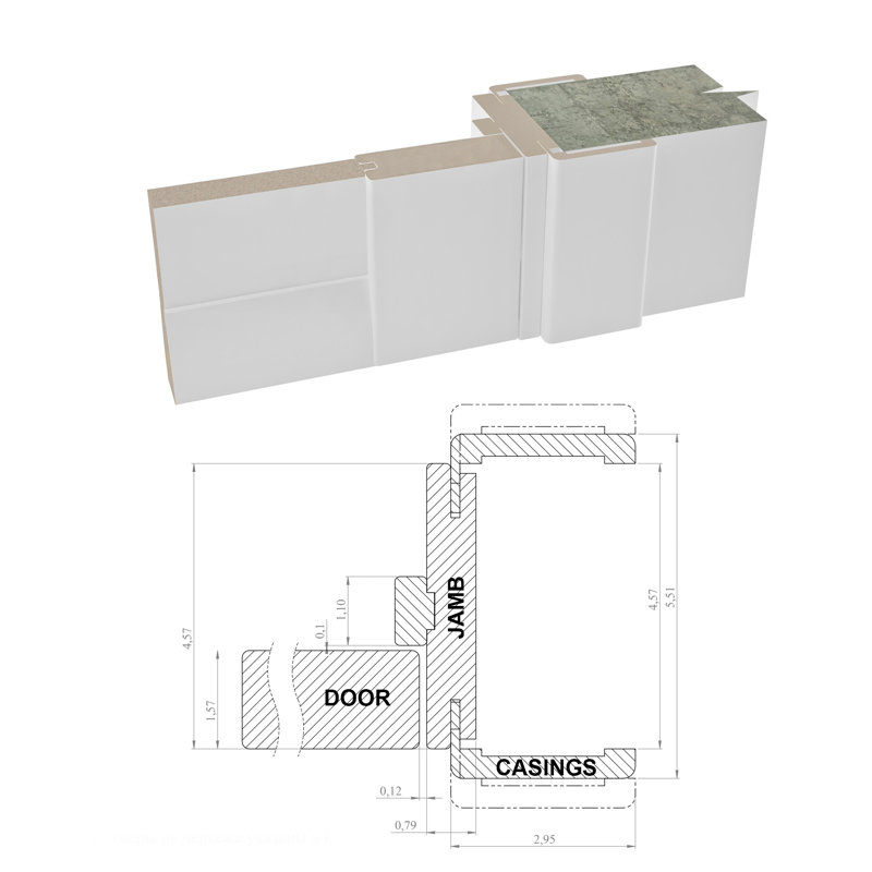 Porte standard Quadro, 18 po x 80 po, Gris cendré