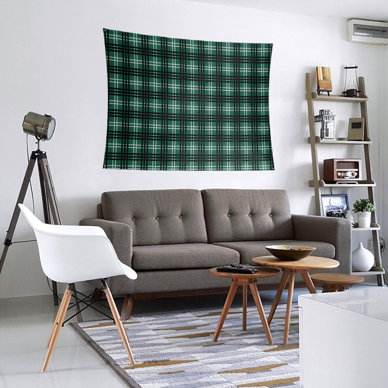 Tapisserie en microfibre New York Fly, H 51 po x l 60 po, Vert / blanc / noir