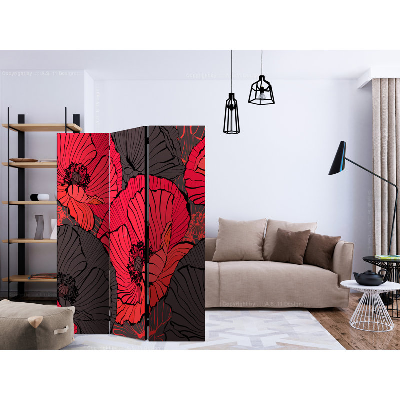 135 cm W x 172 cm H 3 - Panel Solid Wood Folding Room Divider