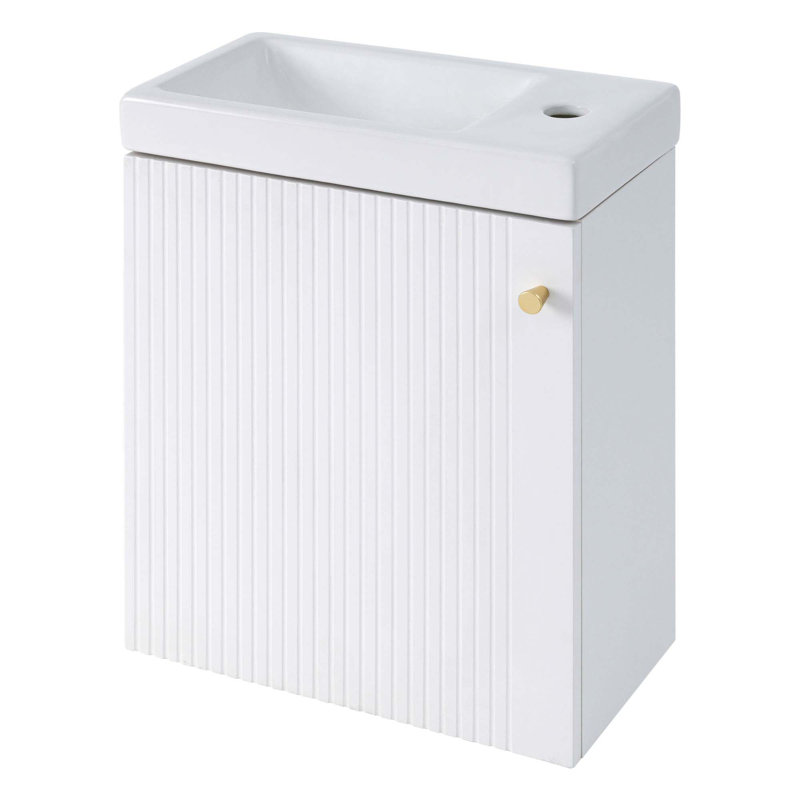 Armoire de salle de bain murale avec lavabo en céramique, Blanc