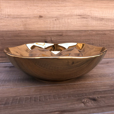 Juvia 15.7'' Gold Ceramic Circular Bathroom Sink