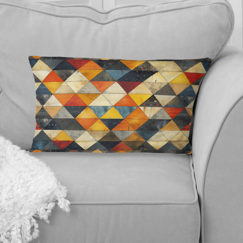 Formes géométriques - Coussin lombaire géométrique, Orange/jaune
