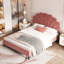 Lit plateforme tapissier double avec tête de lit en velours à motif floral-1825760461
