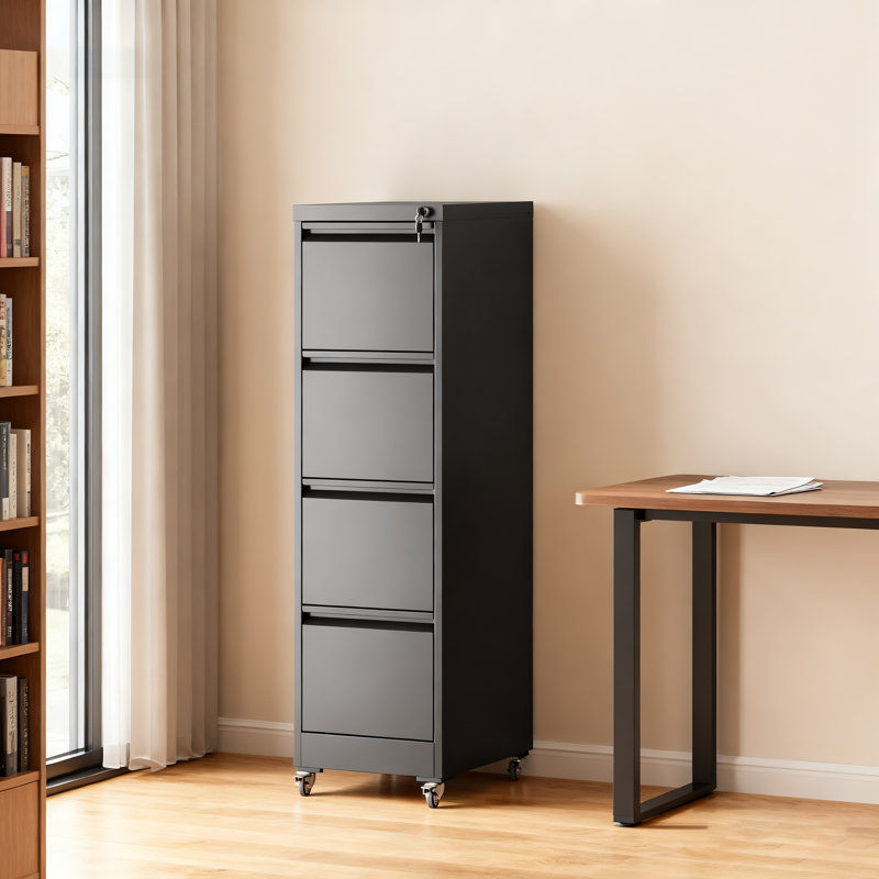 4-Drawer Vertical Metal Filing Cabinet, High-Capacity Eco-Friendly Design with Smooth Gliding Drawers & Anti-Tip Lock, Black