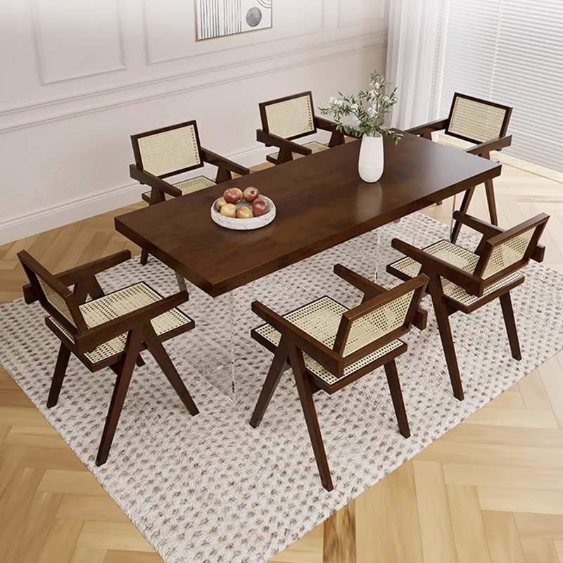Solid Wood Top Double Pedestal Dining Set, 7