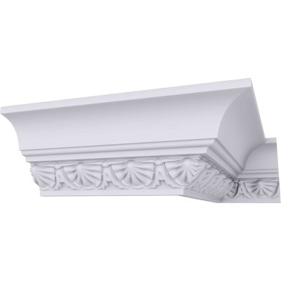 Endurathane Shell Crown Moulding, 2 7/8"H x 2 3/4"P x 4"F x 94 1/2"L, Factory Primed