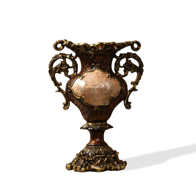 Vintage Resin Urn Vase With Shell Inlay For Dried Flowers