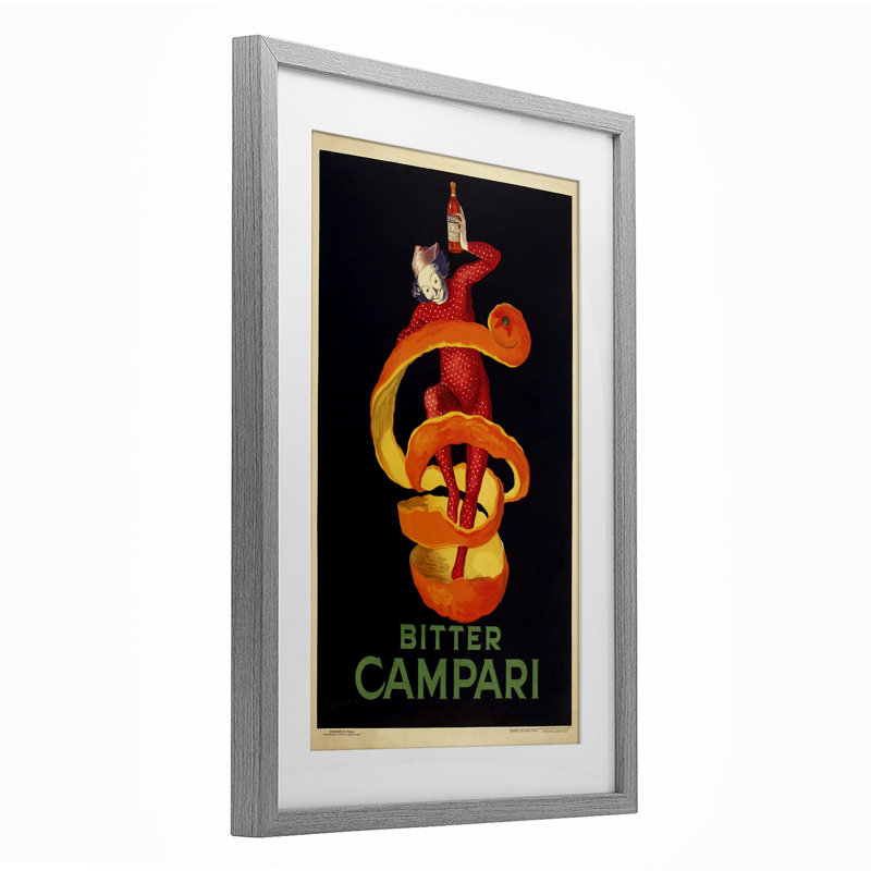 Publicité «Bitter Campari», reproduction sous verre encadrée, conception de Marcus Jules, H 23 po x l 17 po