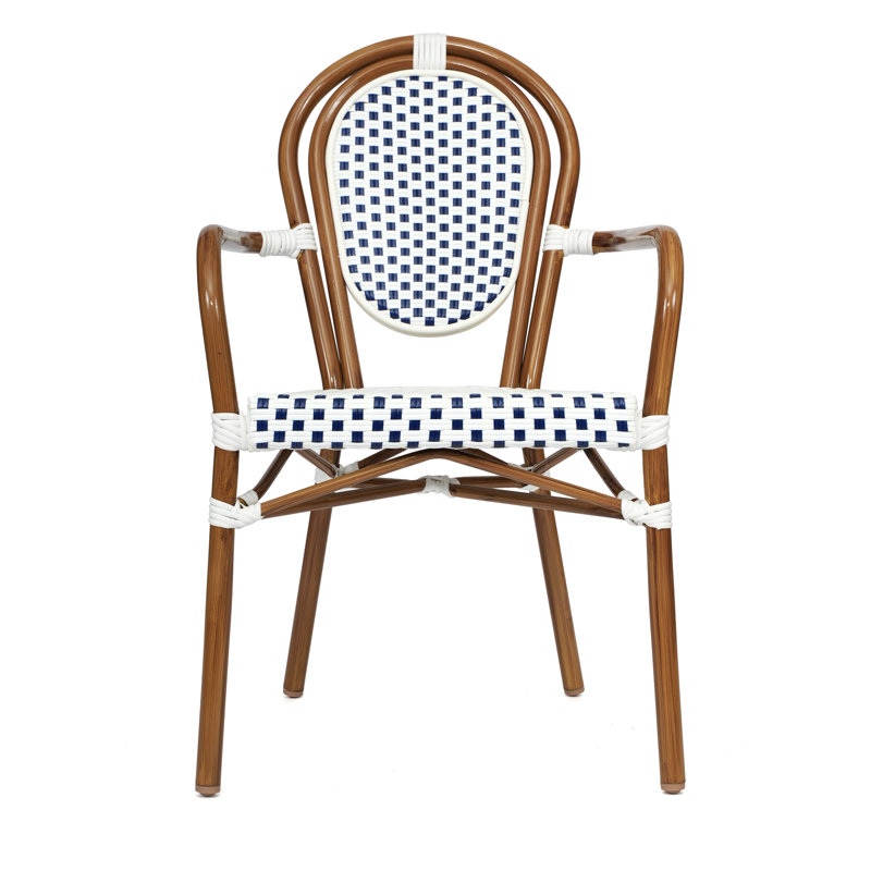 Chaise Paris empilable Connally, Blanc / marine / naturel