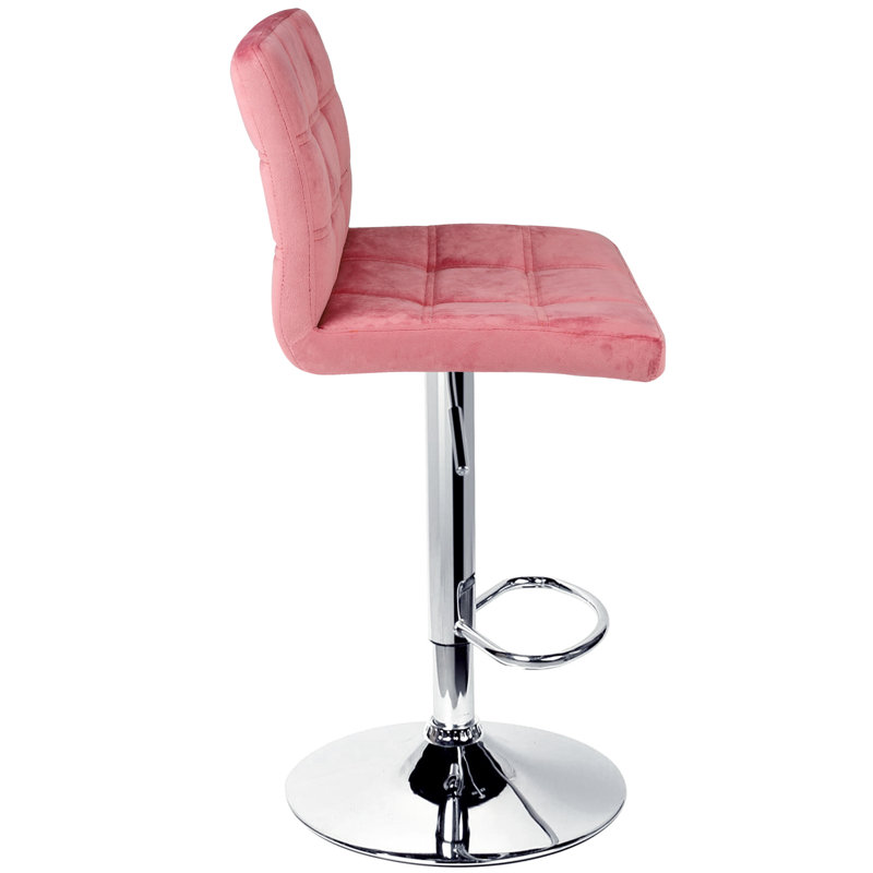 Tabouret de bar carré réglable en velours, Rose