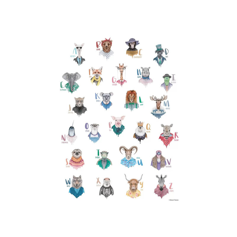 Animal Alphabet Poster by Rachel Nieman - Wrapped Canvas Gallery-Wrapped Canvas Giclée, 20.32 cm H x 30.48 cm W
