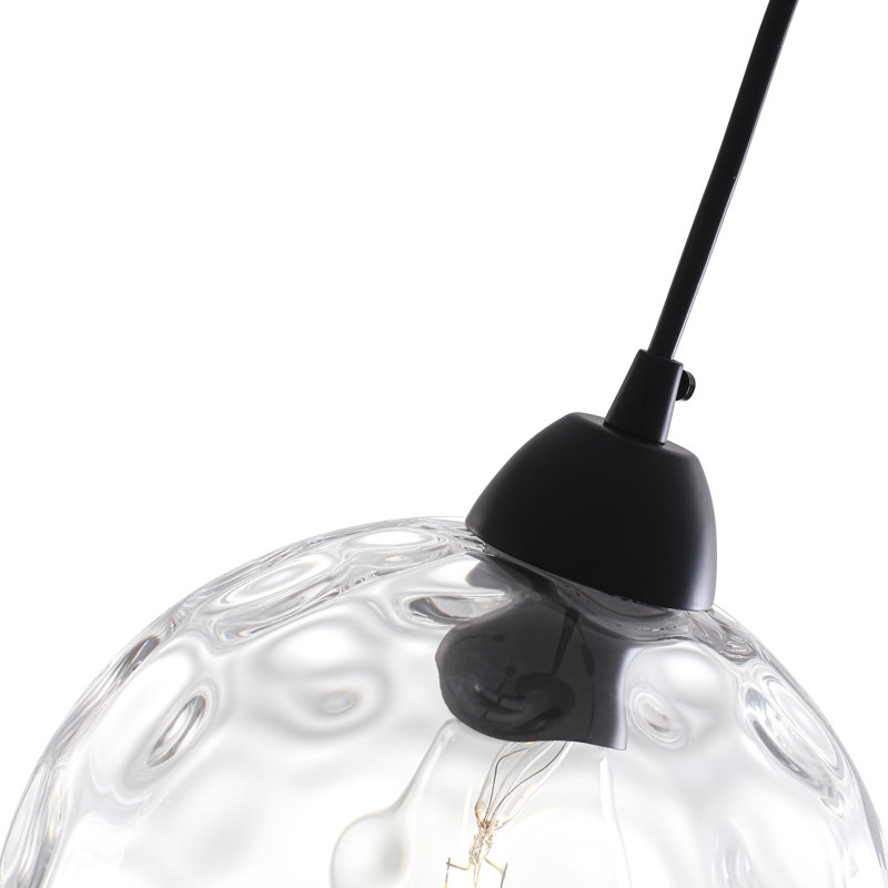 Luminaire suspendu réglable en verre texturé 1 lumière à intensité variable