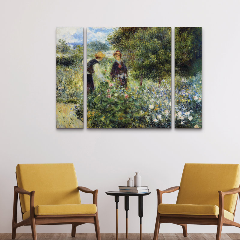 Ensemble de 3 panneaux d'art mural - "Renoir, Cueillir des fleurs" par Marcus Jules 