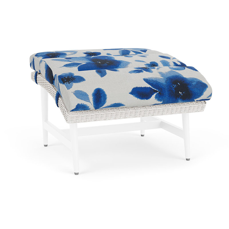 Cascade Outdoor Ottoman, Watercolor Blossom Capri, White