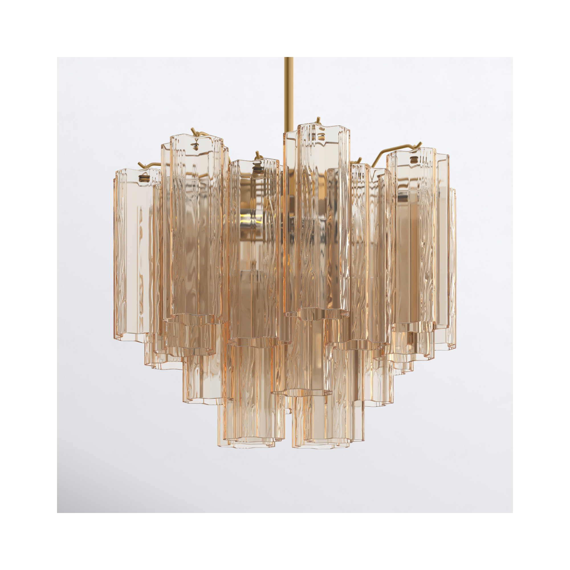 Arras Dimmable Tiered Chandelier, Yellow, Aged Brass, 13.75" H x 17.75" W x 17.75" D