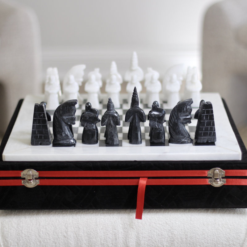 Japanese Marble Chess Set | Unique Marble Chess Set With Storage Case