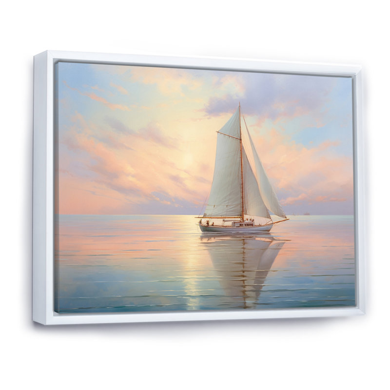 Sailboat Sailing Serenade II - Sailing Boat Wall Art Prints, H 12 po x l 20 po x P 1 po, Cadre flottant blanc
