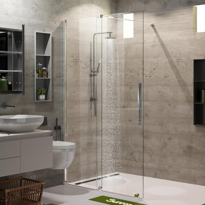 Porte de douche coulissante simple sans cadre l 60 po x H 76 po avec verre trempé transparent de 5/16 po (8 mm)