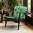 Floral Print Features Tufted Artificial Leather Mid-century Modern Accent Armchair-926112797