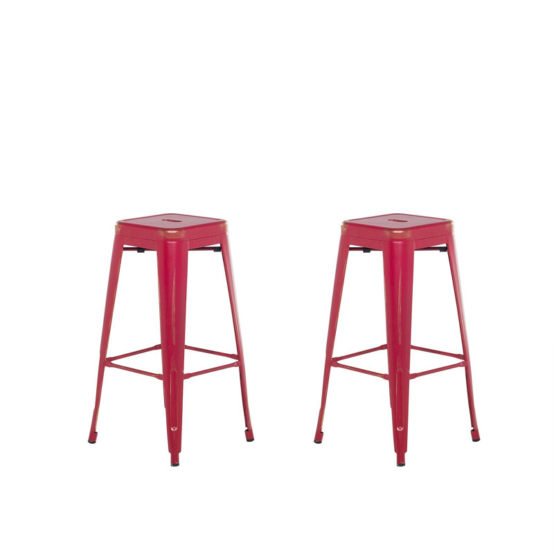 Iowa Park Counter Stool with Metal Frame, Red