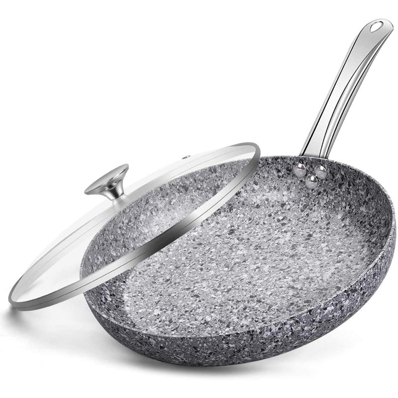 CS KOCHSYSTEME Aluminum Non-Stick Frying Pan with Lid, 11"
