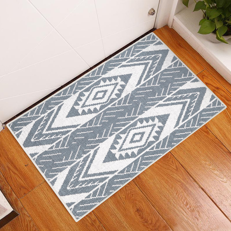 Tapis d'entrée antidérapant en coton 36 po x 24 po Mattera, gris