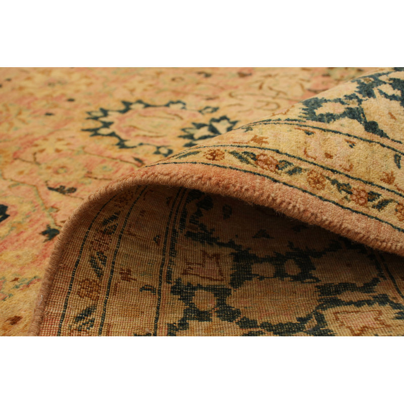 Tapis zone en laine beige/vert 6 pi x 8 pi 10 po one-of-kind à la main-noué la 2010 tabriz Iohanna
