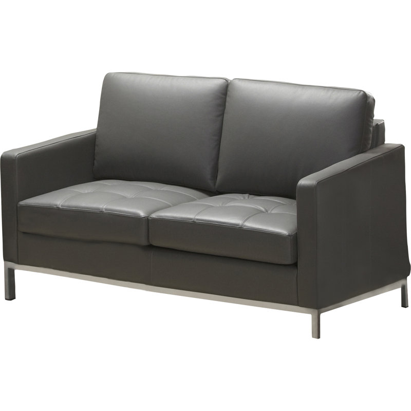 Corniche 55'' Leather Loveseat, Genuine Leather Grey