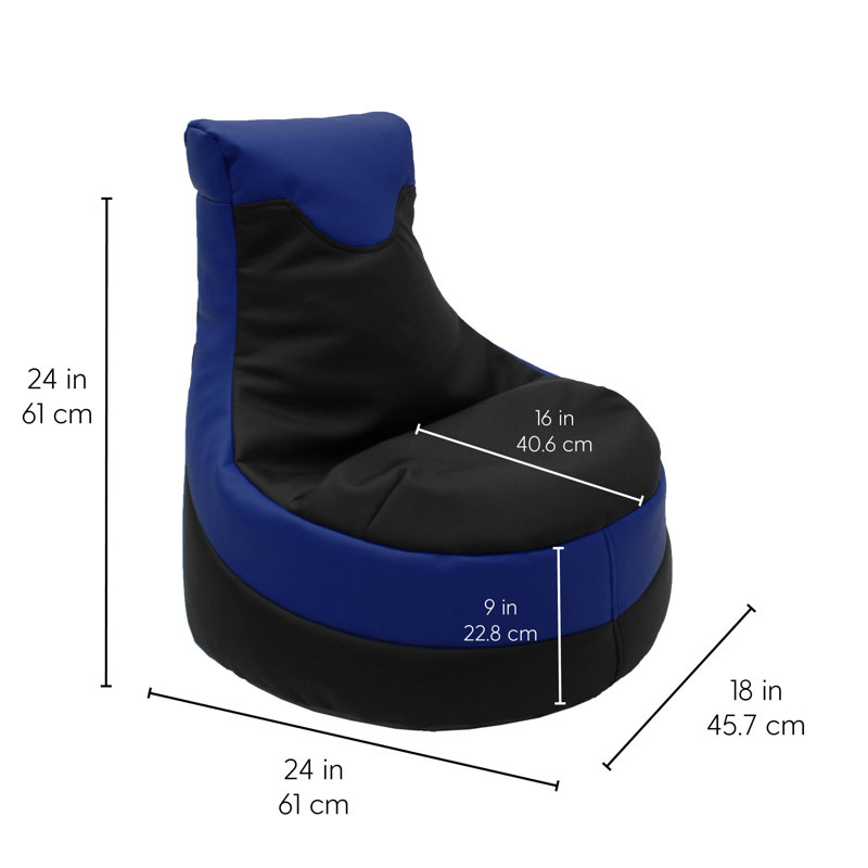 Fauteuil à billes SoftScape, Similicuir noir / bleu
