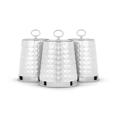 Tower Solitaire Canisters, Mirror Finished Steel Lid with Round Loop, Airtight