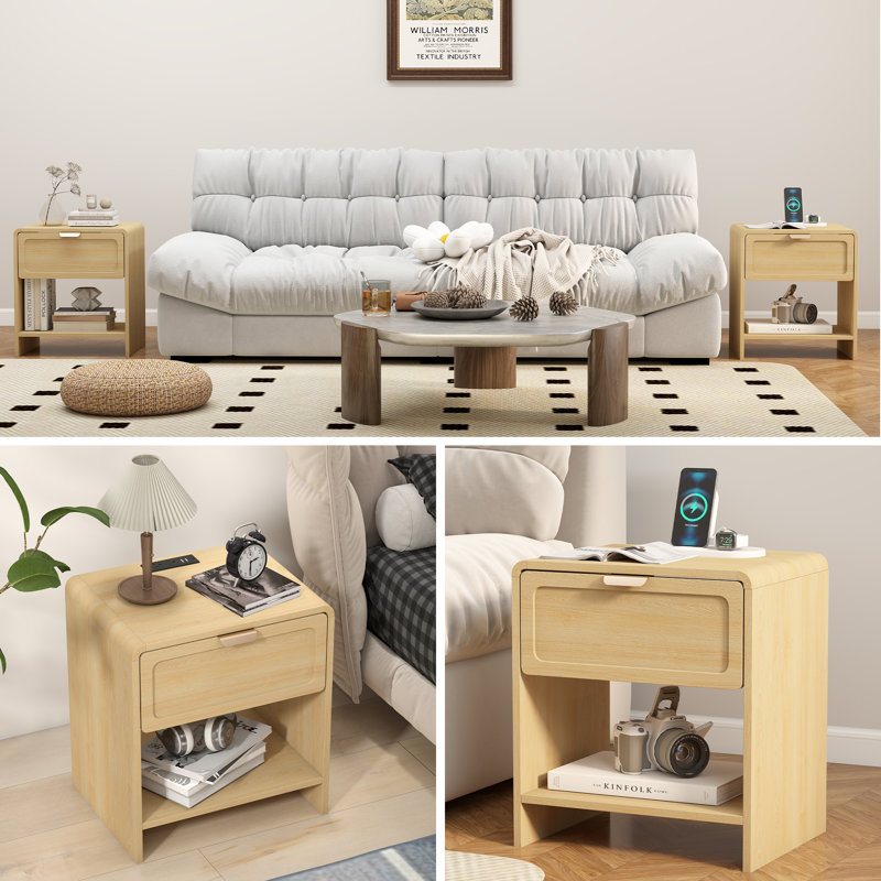 Table de bout avec station de charge, Naturel