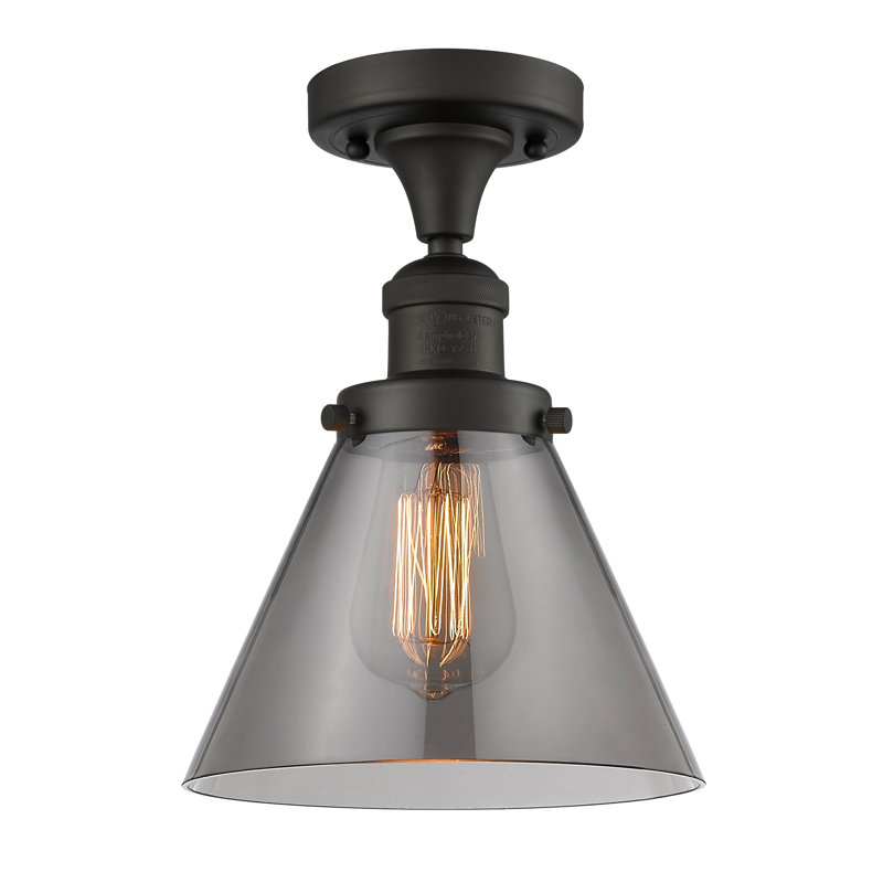Plafonnier semi-encastré 1 lumière Cone, Bronze huilé, Fumé