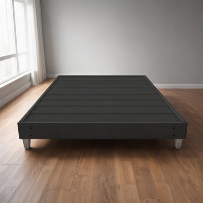 Quick Setup Upholstered Platform Bed Queen Size Classic Gray No Tool Required Bed Frame Foundation