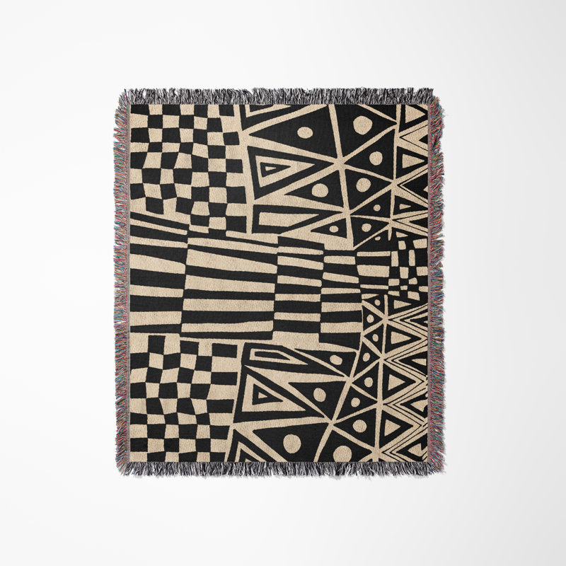 Couverture 100% coton Cocodili, Noir / Beige, Simple
