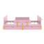 Lit plateforme double avec tiroirs de rangement, structure de lit en bois massif avec garde-corps, petite tablette et crochets, aucun sommier requis, rose-782219371-782219370