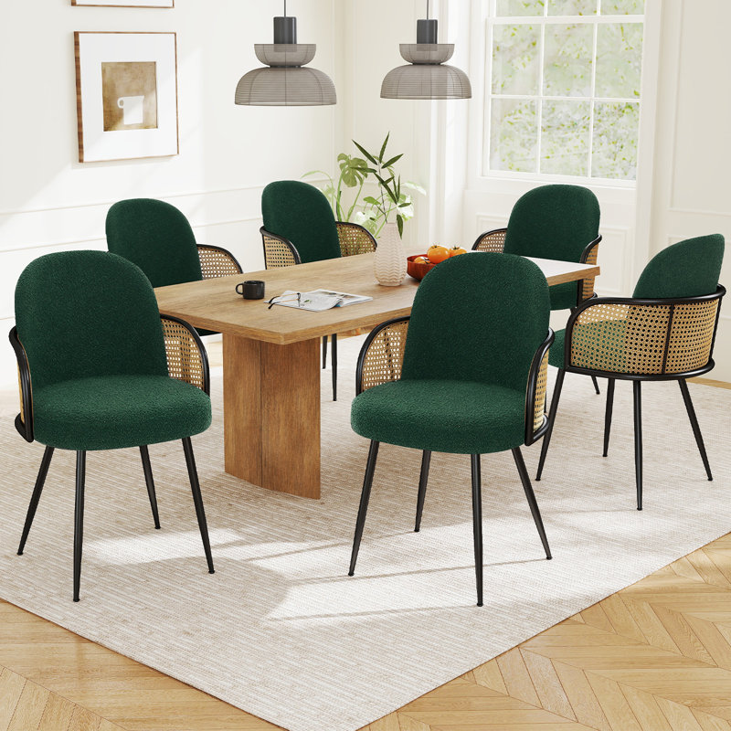 Chaise rembourrée Boucle, Vert, 4