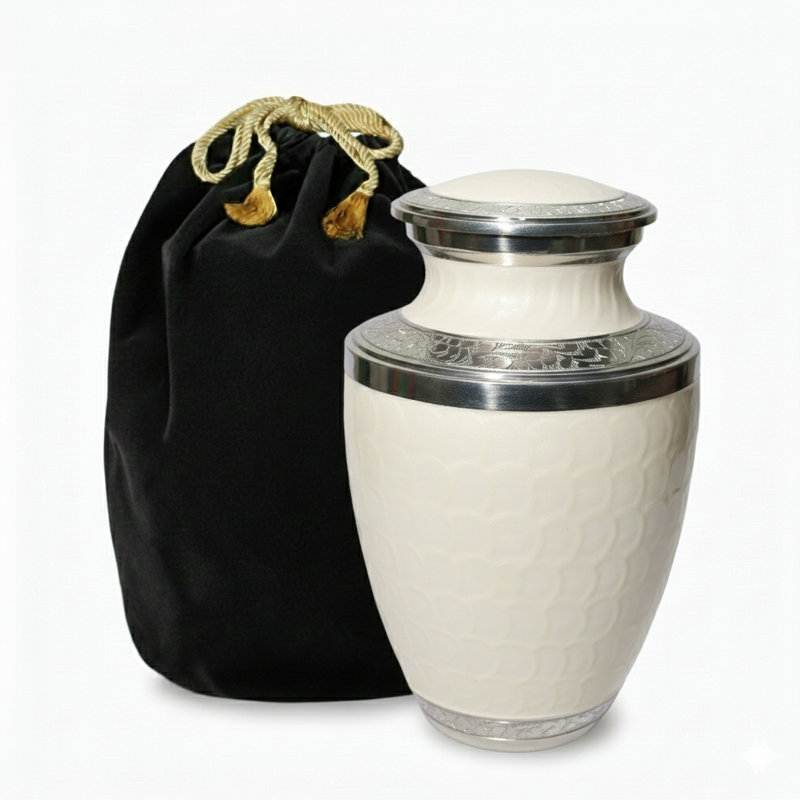 Urne décorative argentée, Blanc