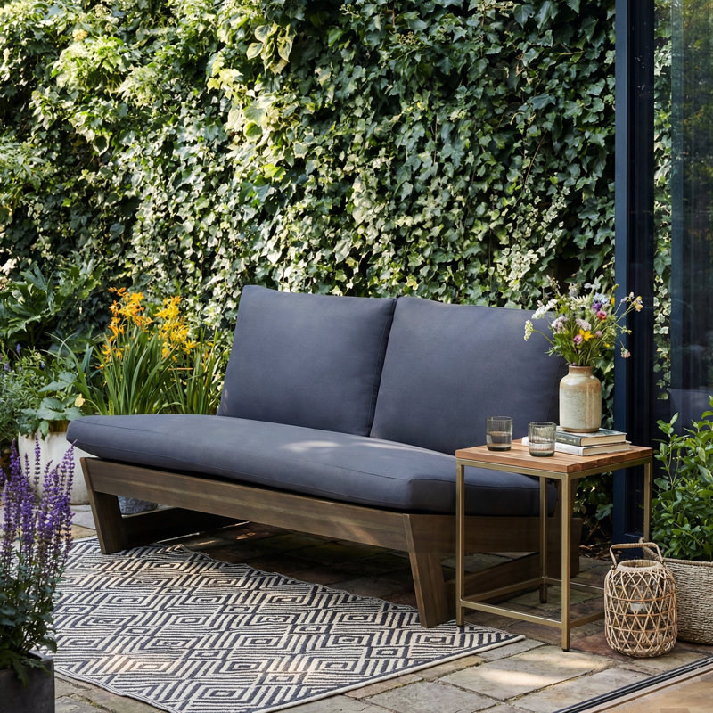 Louise 43" Wide Loveseat with Cushions, Gray Frame/Dark Gray Cushion