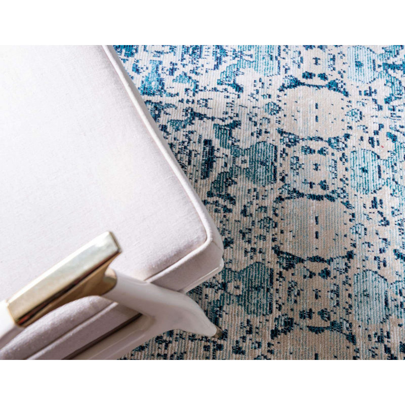 Tapis bleu Enderson Ikat Anchor, Rond 4 pi
