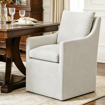 Modern Linen Upholstered Swivel Barrel Accent Chair