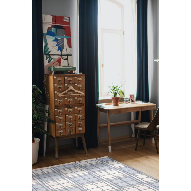 Kilim bleu ardoise Ankara 5 pi 1 po x 7 pi 10 po