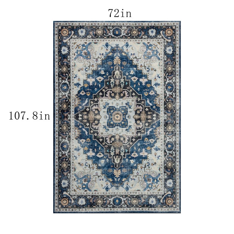 Tapis rectangulaire à motif antidérapant Akon, Rectangle 6 pi x 9 pi