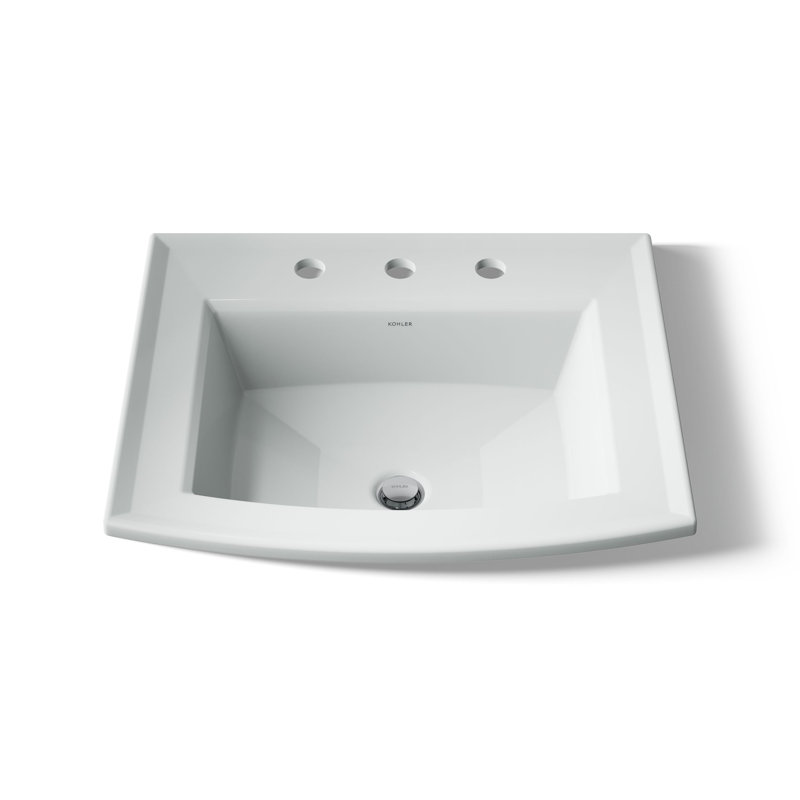 Archer Vitreous China Rectangular Drop-In Bathroom Sink with Overflow, Ice Gray, 8'' Centers