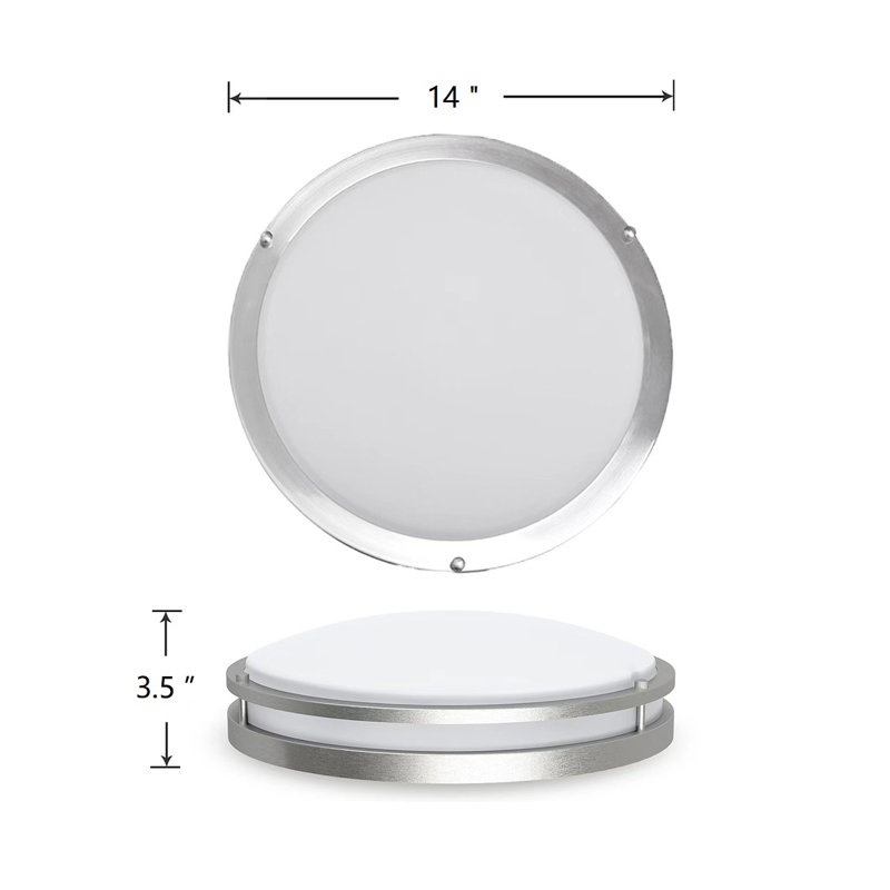 Shook LED Flush Mount Selectable Color Temperature Dimmable Ceiling Light, 3.5" H x 14" W x 14" D