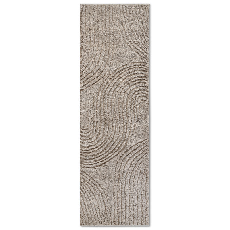 , Beige Gallery Striped Machine Woven Area Rug, Runner 80 x 240cm