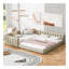 Lit plateforme tapissier grand et simple TG, lit mère et enfant, similicuir, beige