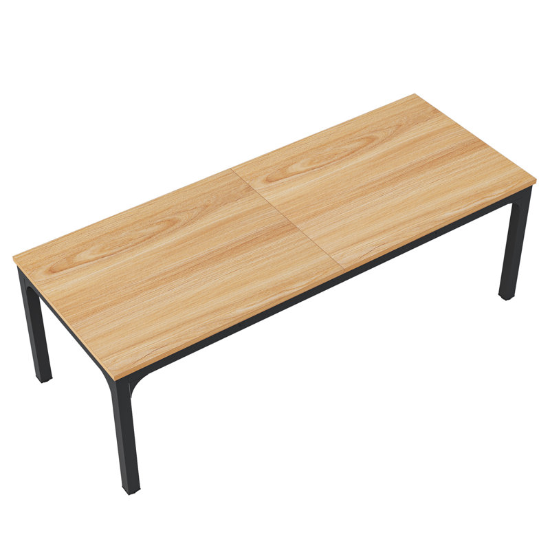 Lamekia Metal Base Dining Table, Light Brown, Black