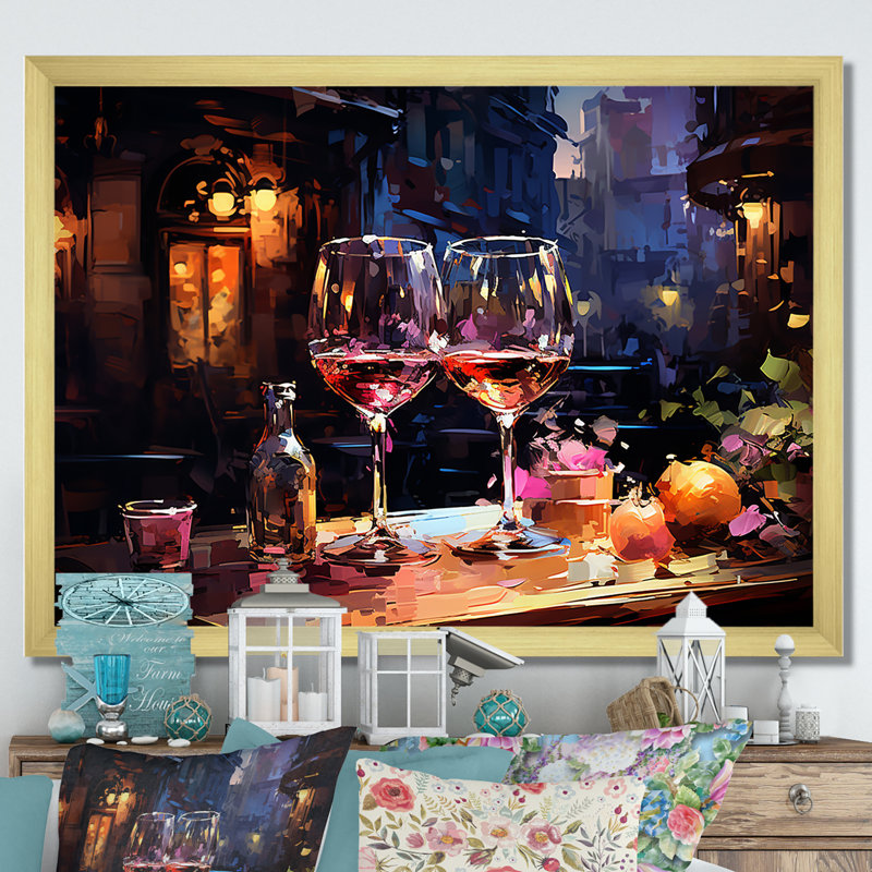 «Curve Elegant Burgour Wine - Wine», reproduction d'art sur toile encadrée, H 24 po x l 32 po x P 1 po