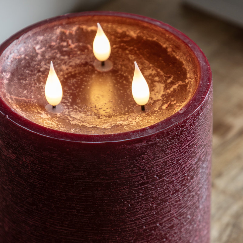 Unscented Flameless Pillar Candle with Plastic Holder, Red